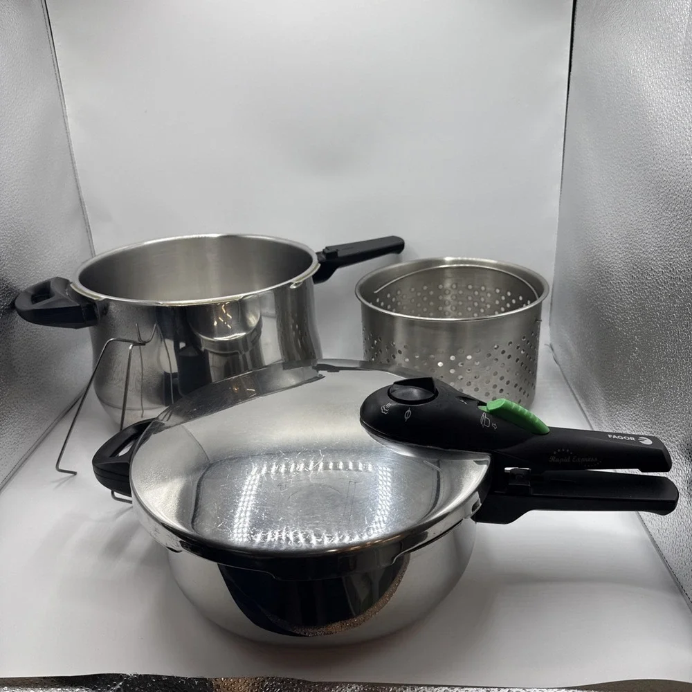 Fagor Rapid Xpress Pressure Cooker 8 + 4 Liters Induction Stainless Steel Basket